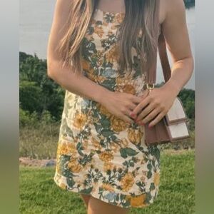 Abercrombie & Fitch Yellow and White Square Neck Sundress